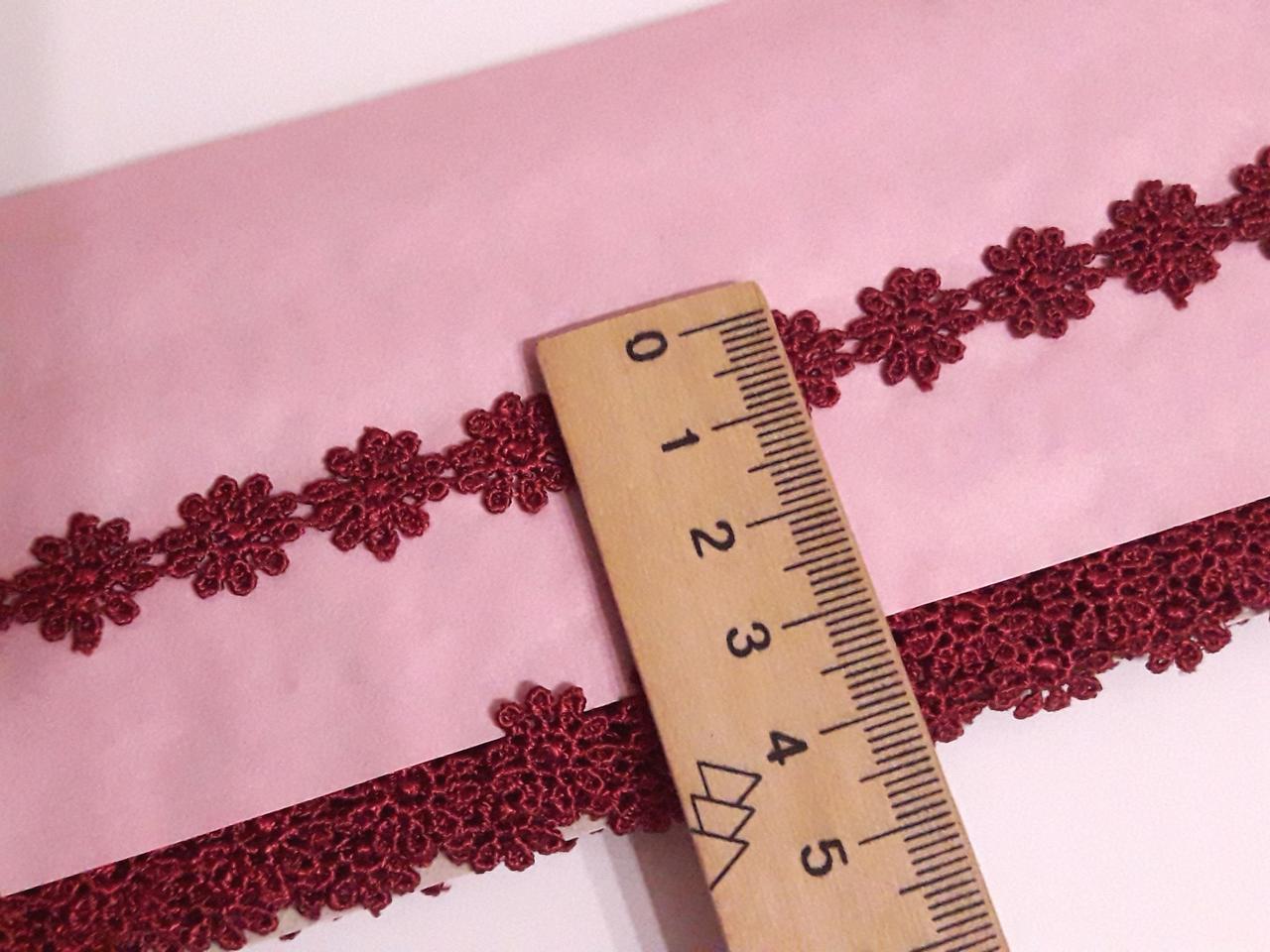 Мереживо макраме бордове вставка "Ромашка" 1 см.