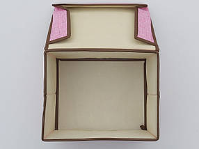 Коробка-органайзер Ш 25 * Д 20 * В 17 см. Колір рожевий для зберігання одягу, взуття або невеликих предметів, фото 3