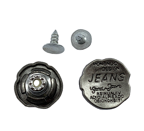 Джинсовий гудзик JEANS з написами 17мм колір темний-нікель Італія