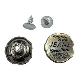 Джинсовий гудзик JEANS з написами 17мм колір антик Італія
