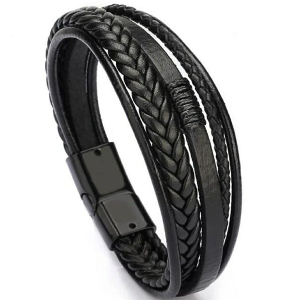 Браслет шкіряний чоловічий Zig Jewelry чорний