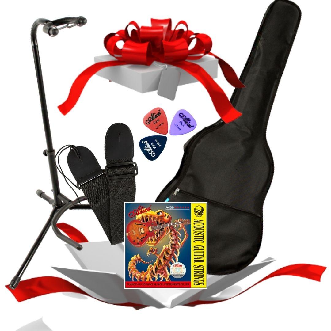 Набір гітариста (для акустичної гітари) чохол + ремінь + струни + стійка + медіатори, фото 1