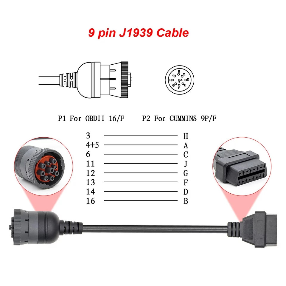 Перехідник Autocom OBD2 16 pin - J1708 6 pin/ J1939 9pin КАМАЗ, КАВЗ, ПАЗ і ін