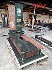 Одинарний пам'ятник із лізніковського граніту й габра з іконою, фото 2
