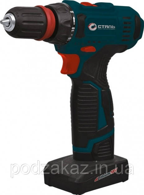 Аккумуляторный шуруповерт СТАЛЬ ШЛС 1816-2 Б2, фото 1