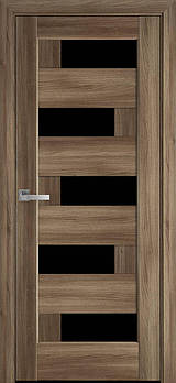 Двері міжкімнатні Піана ПВХ Deluxe з чорним склом
