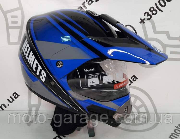 Шолом кросовий VLAND Black/Blue, фото 1