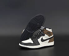 Жіночі кросівки Air Jordan 1 Retro Dark Mocha Black White Brown 555088-105, фото 3