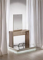 Робоче місце перукаря стіл із подвійного ЛДСП із дзеркалом, білий колір (сонома)