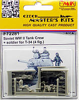 4 фигурки танкистов Т-34 и советского солдата в масштабе 1/72. CMK F72281