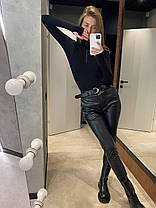 Гольф жіночий базовий із трикотажу гумки з ангоровою ниткою на блискавці з рукавами-мітенками Ssld676, фото 4