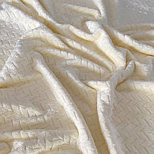 Тканина плюшева Minky молочного кольору (косичка)
