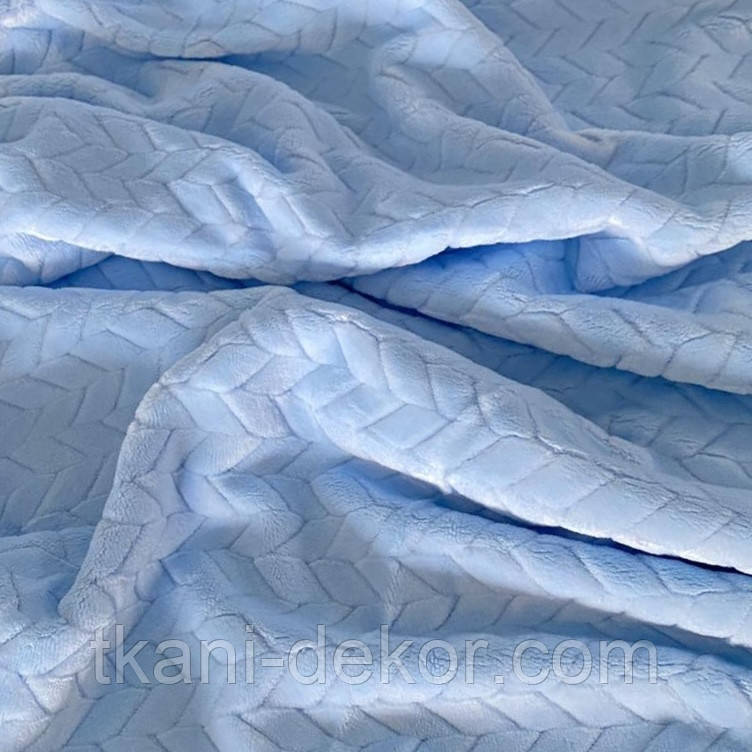 Тканина плюшева Minky світло-блакитного кольору (косичка), фото 1