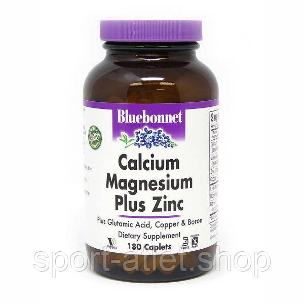 Вітаміни та мінерали Bluebonnet Nutrition Calcium Magnesium plus Zinc, 180 каплет