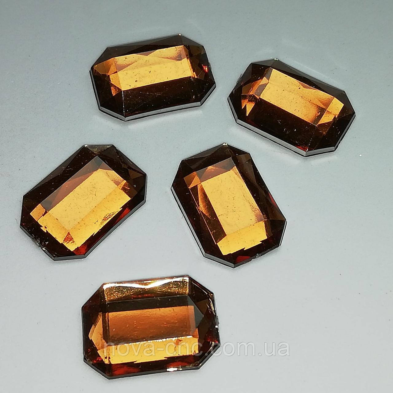 Пришивні кабошони акрил прямокутні коричневий18 х 13 мм 20 штук