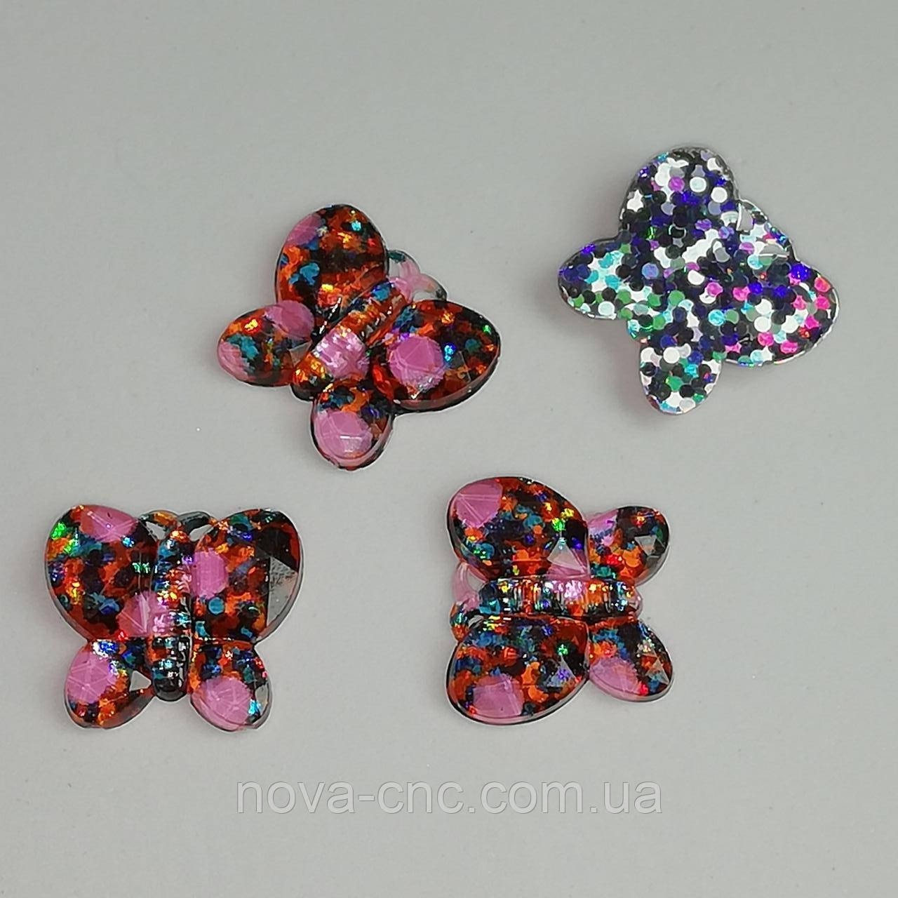Клейові кабошони "Метелик" Колір: мікс голограма, 15 х 13 мм 20 шт уп