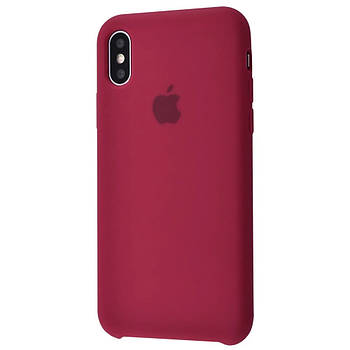 Чохол Silicone case для IPhone X/Xs Rose red бордовий