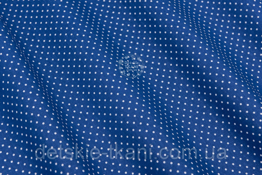 Бязь с белыми точками 2 мм на синем фоне (№141) - фото 4 - id-p224768590