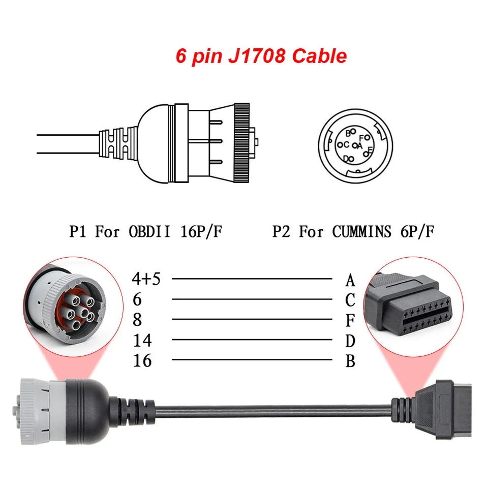 Перехідник Autocom OBD2 16 pin - J1708 6 pin/ J1939 9pin КАМАЗ, КАВЗ, ПАЗ і ін
