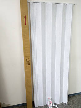 Гармошка ширма №1 білий ясен 820х2030х0,6 мм двері розсувні міжкімнатні пластикова глуха