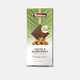 Torras Stevia Молочний шоколад із мигдалем без цукру та глютену 125g