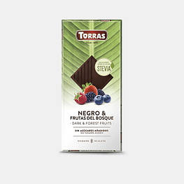 Torras Stevia Темний шоколад із ягодами без цукру та глютену 125g