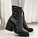 Черевики ботильйони, чоботи короткі жіночі зимові чорні шкіряні на хутрі на сталий товстому каблуці, фото 5