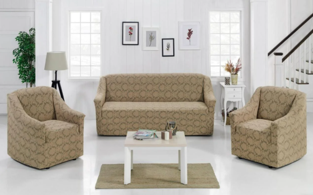 чохли на дивани і крісла жакардові кавовий