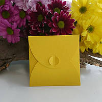 Подарунковий конверт 100х100 мм з кольорового дизайнерського картону Жовтий