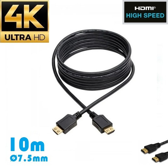 Кабель HDMI-HDMI HIGH SPEED Merlion 10м v1.4 для передачи изображения 4K UltraHD 3D Диаметр 7.5мм - фото 1 - id-p1329089555