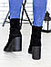 Черевики ботильйони, чоботи короткі жіночі зимові чорні шкіряні на хутрі на сталий товстому каблуці, фото 3