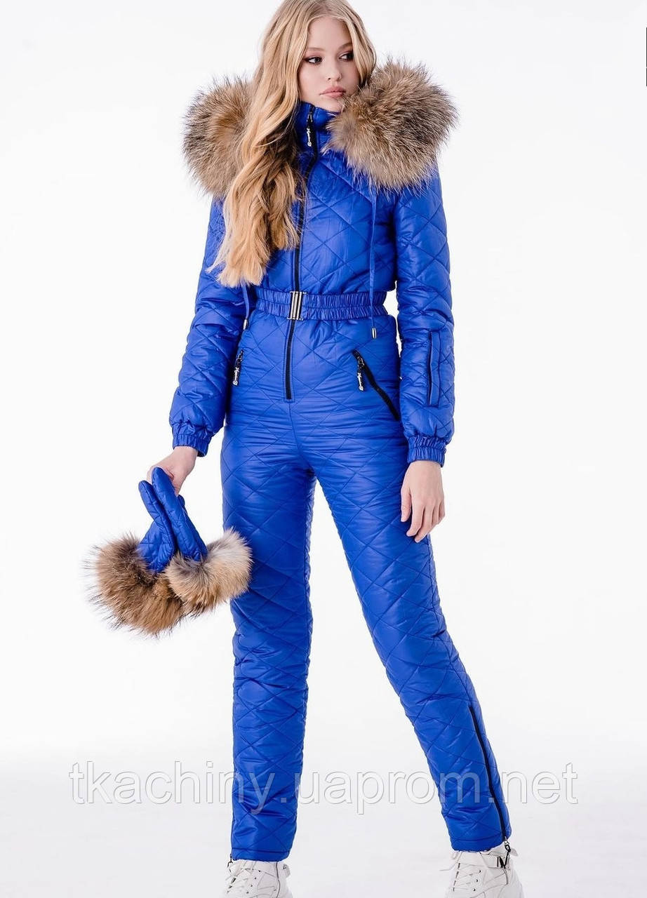 Лыжный зимний комбинезон женский синий - фото 4 - id-p52502769