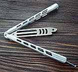 Метелик Акула дзеркальна хромована, нейлоновий чохол, балісонг, фото 5