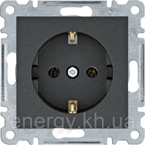 Розетка з заземленням Чорна - Hager Lumina WL1053