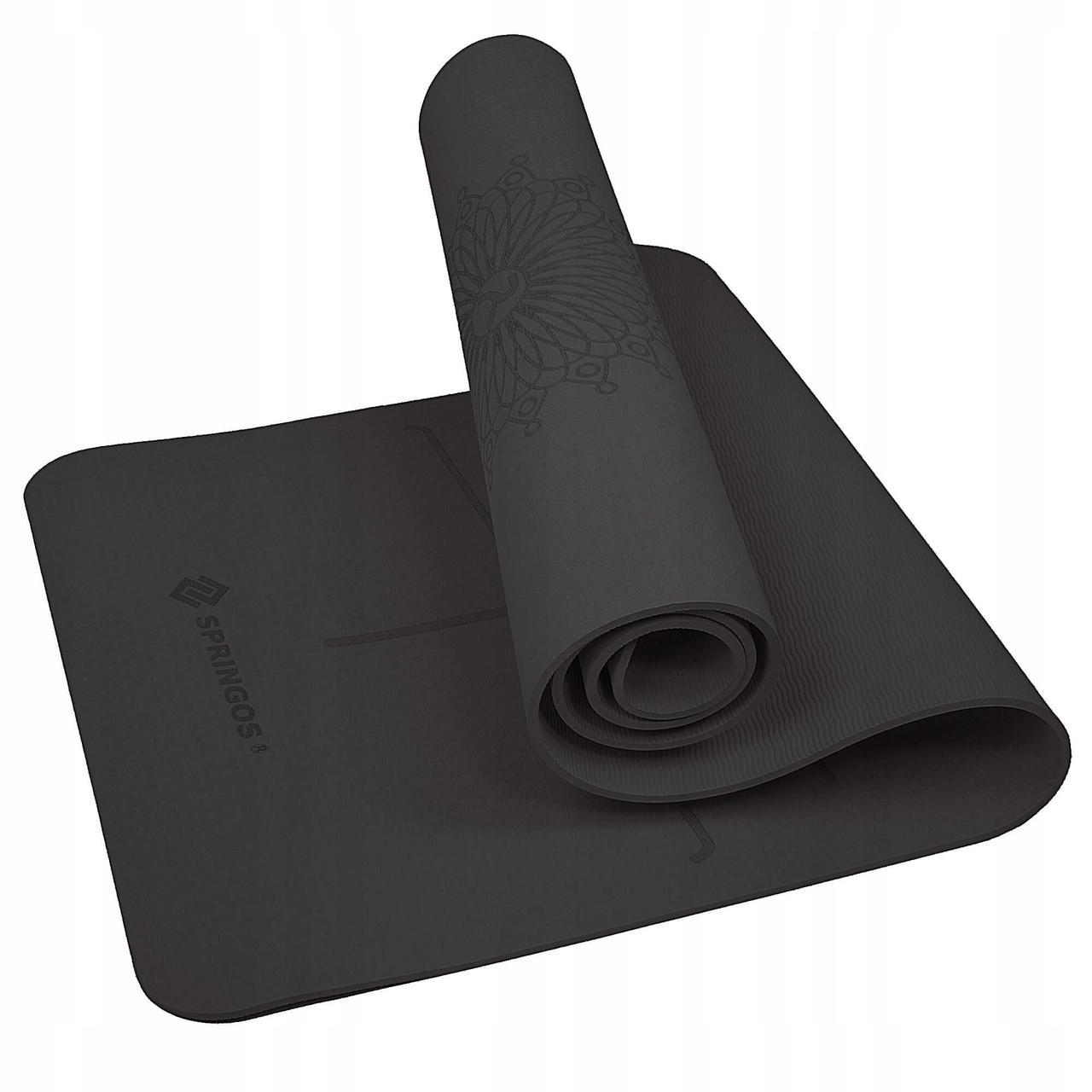 Коврик (мат) для йоги та фітнесу Springos TPE 6 мм YG0016 Black