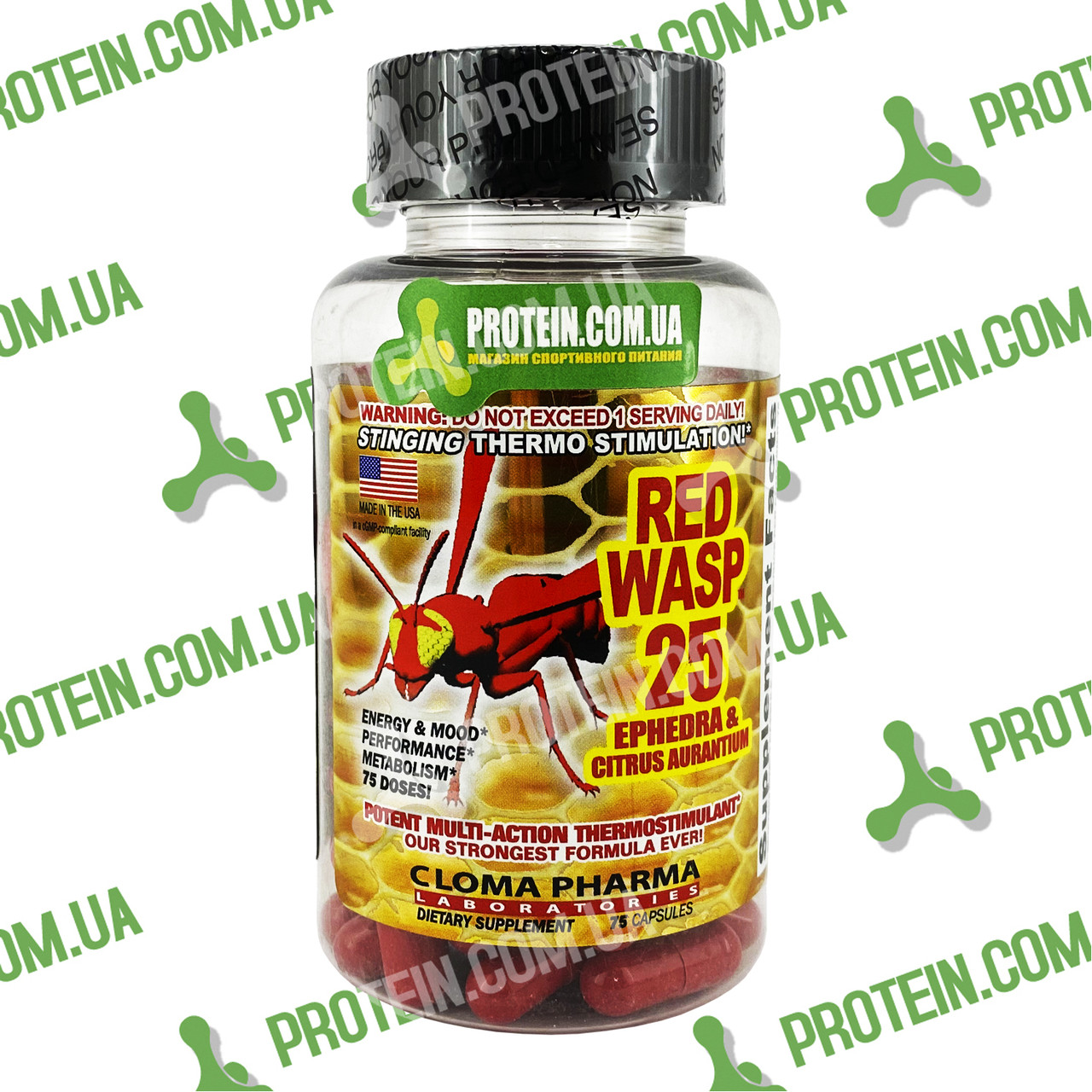 1 ОДНА Капсула Поштучно Жіросжігателя USA ORIGINAL!!! Cloma Pharma CPh Red Wasp