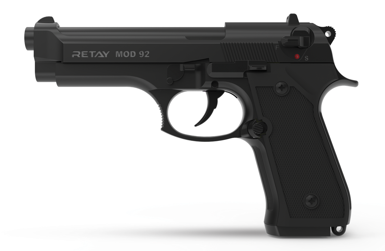 Пістолет стартовий Retay Mod.92, 9 мм. Колір — Black