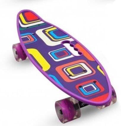 Пенніборд зі світними колесами (фіолетовий із малюнком, квадрат) Maraton Cool