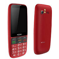 Телефон кнопочный для пожилых людей с большим экраном бабушкофон на 2 сим карты Nomi i281+ красный