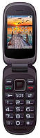 Телефон кнопковий розкладачка бабушкофон на 2 сім карти Maxcom MM818 чорний