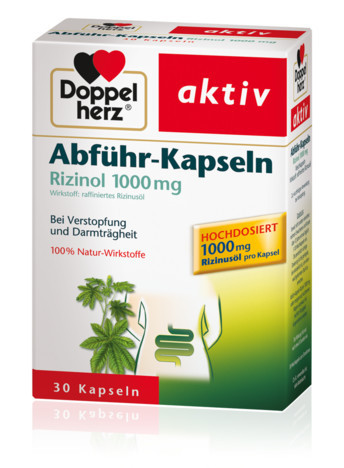 Доппельгерц проносний засіб Рицинова (касторову) олія 1000 мг. (Doppelherz Abführ-Kapseln Rizinol 1000 mg), фото 1