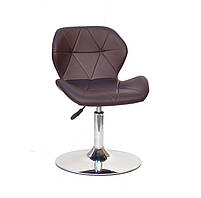 Стілець Invar CH-Base шкірозамінник коричневий 80 з регулюванням висоти, на круглій хромованій металевій опорі, фото 4