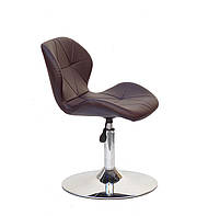 Стілець Invar CH-Base шкірозамінник коричневий 80 з регулюванням висоти, на круглій хромованій металевій опорі, фото 5