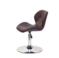 Стілець Invar CH-Base шкірозамінник коричневий 80 з регулюванням висоти, на круглій хромованій металевій опорі, фото 3