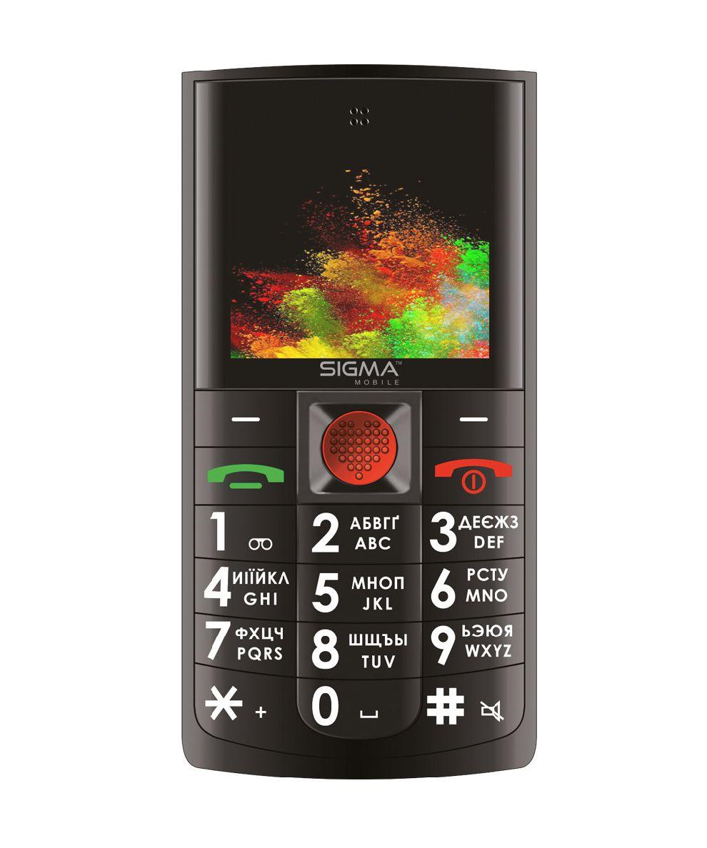 Телефон кнопковий для літніх людей з озвучкою цифр при наборі з хорошою батареєю Sigma Comfort 50 Solo чорний