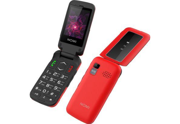 Мобільний телефон розкладушка для літніх людей з додатковим екраном на 2 сім карти Nomi i2400 червоний