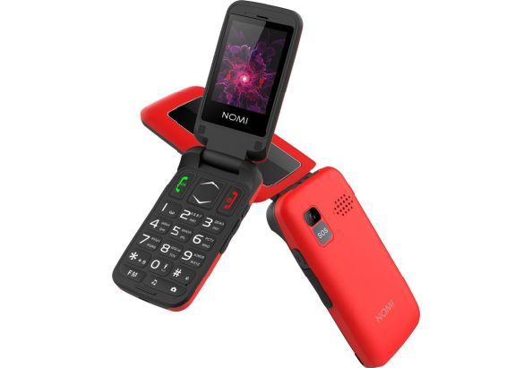 Телефон раскладной бабушкофон кнопочный с дополнительным экраном на 2 сим карты Nomi i2400 красный - фото 10 - id-p1336994454