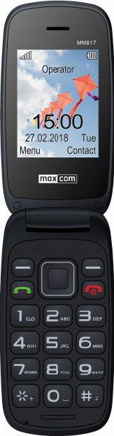 Телефон мобільний кнопковий розкладачка бабушкофон гучний з підставкою для зарядки Maxcom MM817 чорний