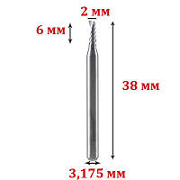 Фреза концевая однозаходная 3,175*2*6 мм