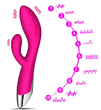 Вібратор подвійний багатофункціональний, кліторально вагінальний стимулятор, інтимні іграшки комбіновані, фото 8